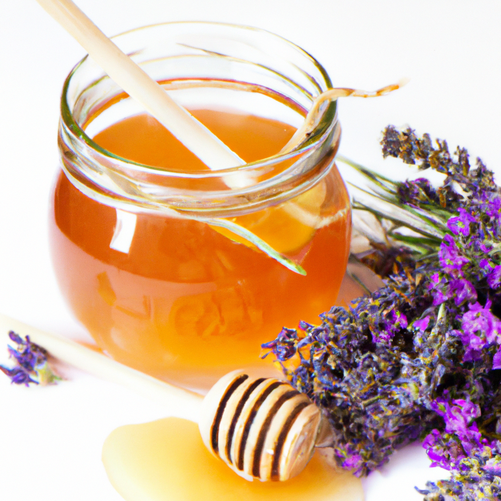 Honey and fresh lavender flowers