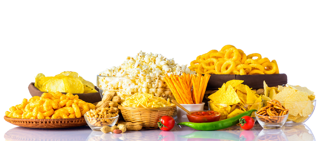 junk food on white background